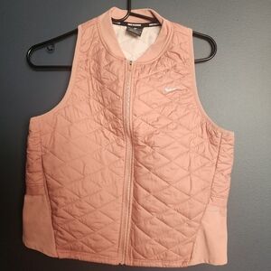 Winter Quilted Nike Running Vest Light Pink Quilted Vest Cropped Medium